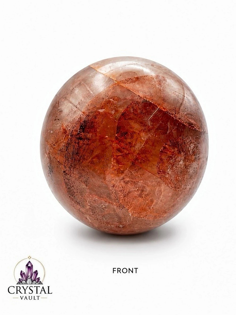 Fire Quartz Hematoid Quartz Crystal Sphere 3” Polished Natural Stone 1.1 LB